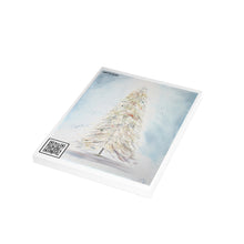 Load image into Gallery viewer, "December Dreaming" with "Unto Us A Savior" QR cod Unfolded Greeting Cards (10, 30, and 50pcs)