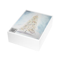 Load image into Gallery viewer, "December Dreaming" with "Unto Us A Savior" QR cod Unfolded Greeting Cards (10, 30, and 50pcs)