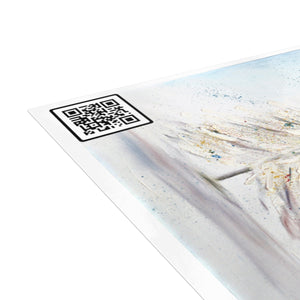 "December Dreaming" with "Unto Us A Savior" QR cod Unfolded Greeting Cards (10, 30, and 50pcs)
