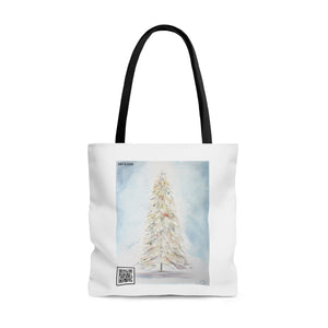 "December Dreaming" with "Unto Us A Savior" QR code Tote Bag